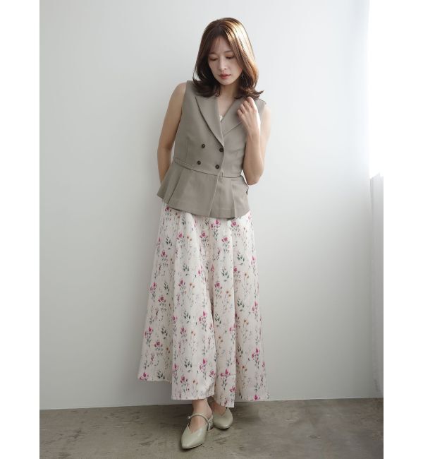 LAGUNAMOON「フロントボタンデザインフロ-ラルプリントサテンキャミワンピース」|ワンピース|