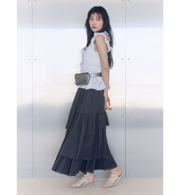 LAGUNAMOON「シアーチェックシャーリングブラウス」|シャツ・ブラウス|