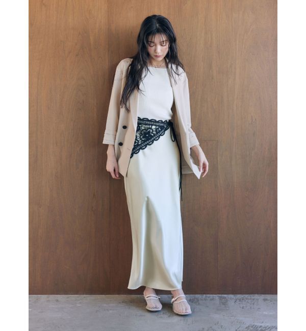 LAGUNAMOON「【接触冷感】スリットサテンナロースカート」|スカート|