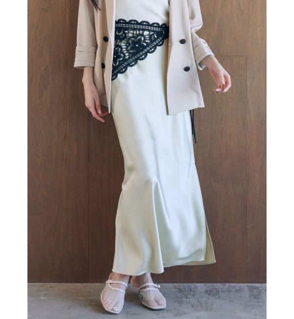 LAGUNAMOON「【接触冷感】スリットサテンナロースカート」|スカート|イエロー