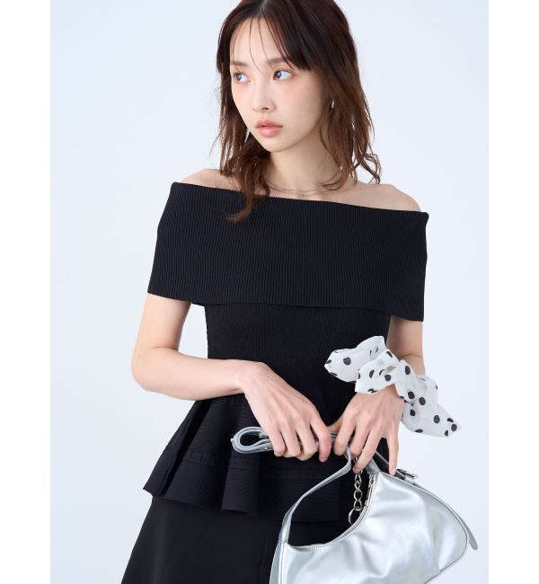 LAGUNAMOON「ペプラムオフショルニットプルオーバー」|ニット・セーター|