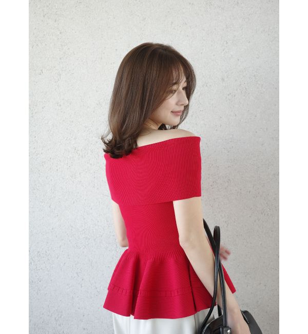 LAGUNAMOON「ペプラムオフショルニットプルオーバー」|ニット・セーター|