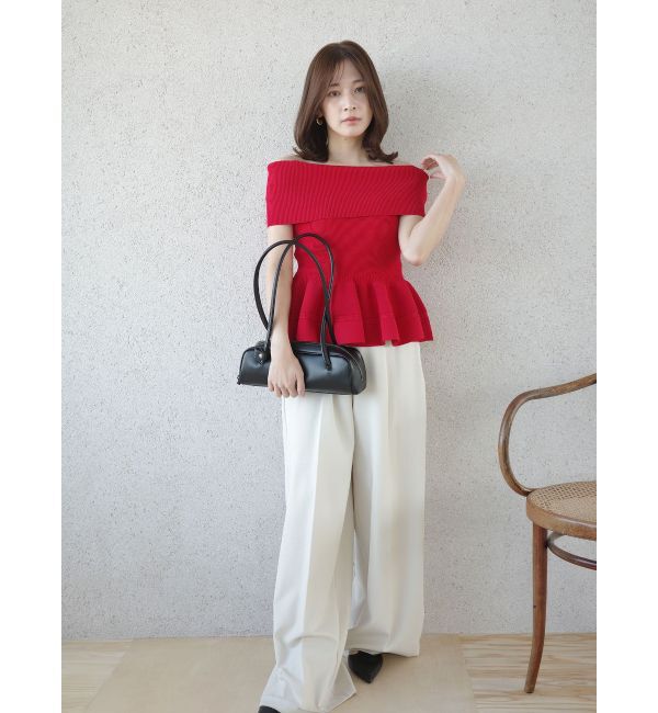 LAGUNAMOON「ペプラムオフショルニットプルオーバー」|ニット・セーター|