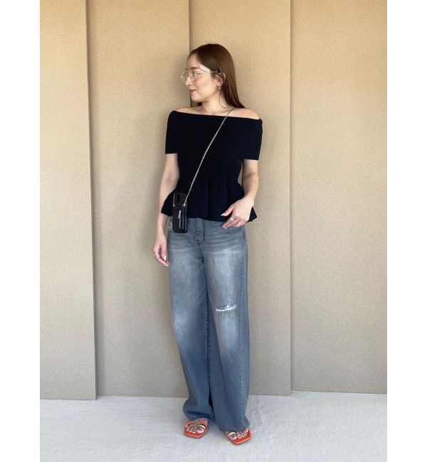 LAGUNAMOON「ペプラムオフショルニットプルオーバー」|ニット・セーター|