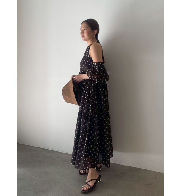 LAGUNAMOON「2WAYシアードットプリントギャザーフレアワンピース」|ワンピース|