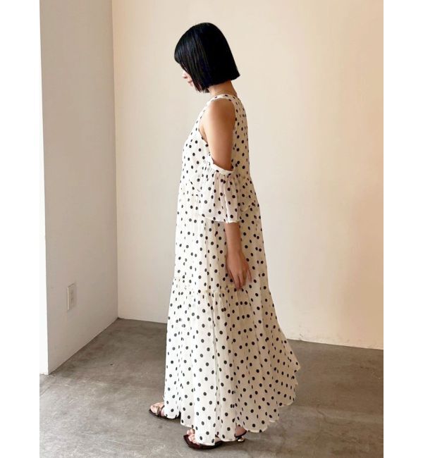 LAGUNAMOON「2WAYシアードットプリントギャザーフレアワンピース」|ワンピース|