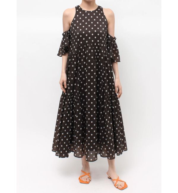 LAGUNAMOON「2WAYシアードットプリントギャザーフレアワンピース」|ワンピース|