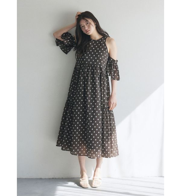 LAGUNAMOON「2WAYシアードットプリントギャザーフレアワンピース」|ワンピース|