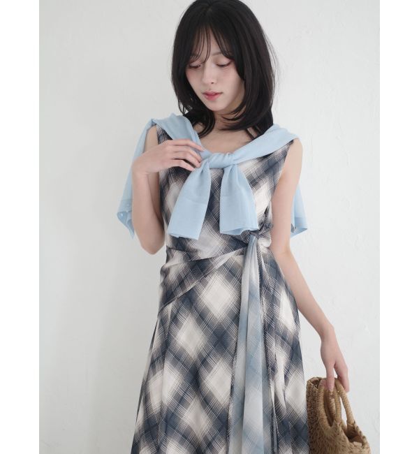 LAGUNAMOON「ノットカシュクールチェックワンピース」|ワンピース|