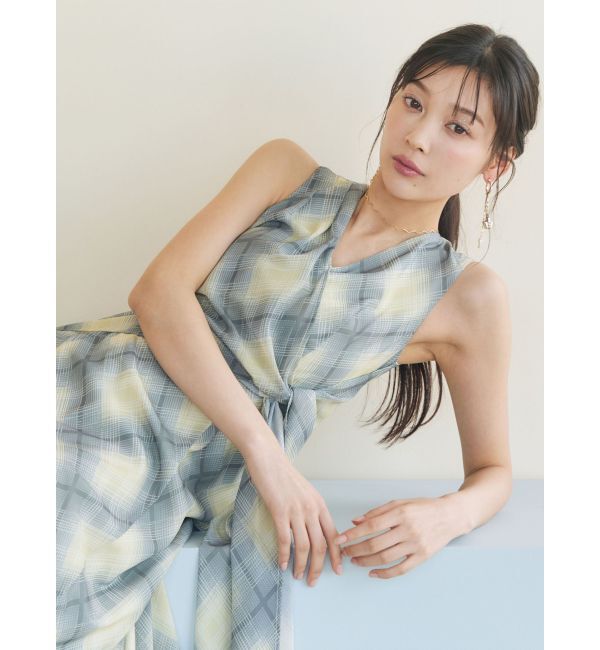 LAGUNAMOON「ノットカシュクールチェックワンピース」|ワンピース|