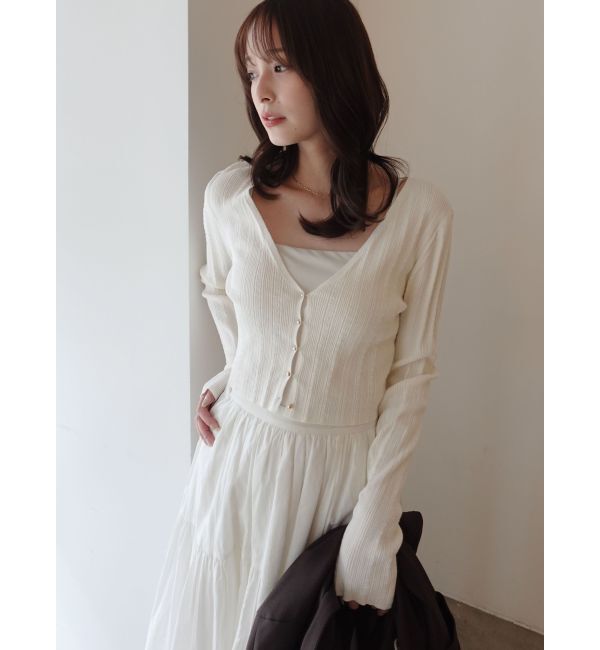 LAGUNAMOON「コットンアイレットニットカーディガン」|カーディガン|アイボリー