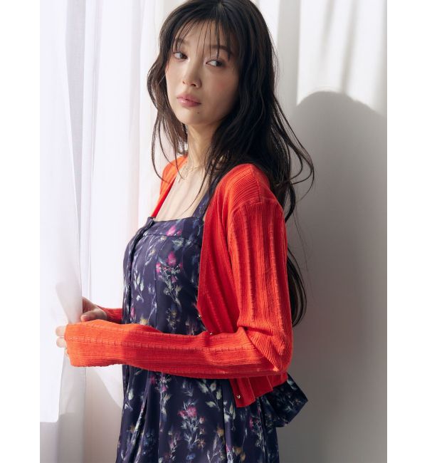 LAGUNAMOON「コットンアイレットニットカーディガン」|カーディガン|オレンジ