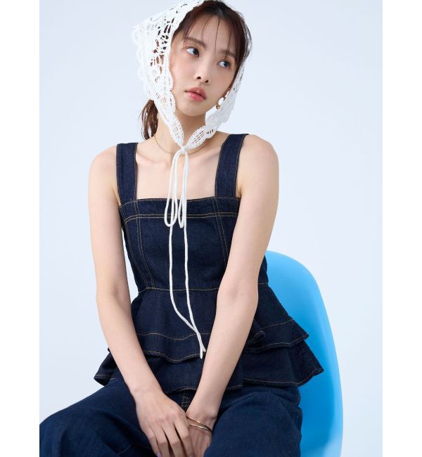 LAGUNAMOON「デニムペプラムキャミソール」|キャミソール|