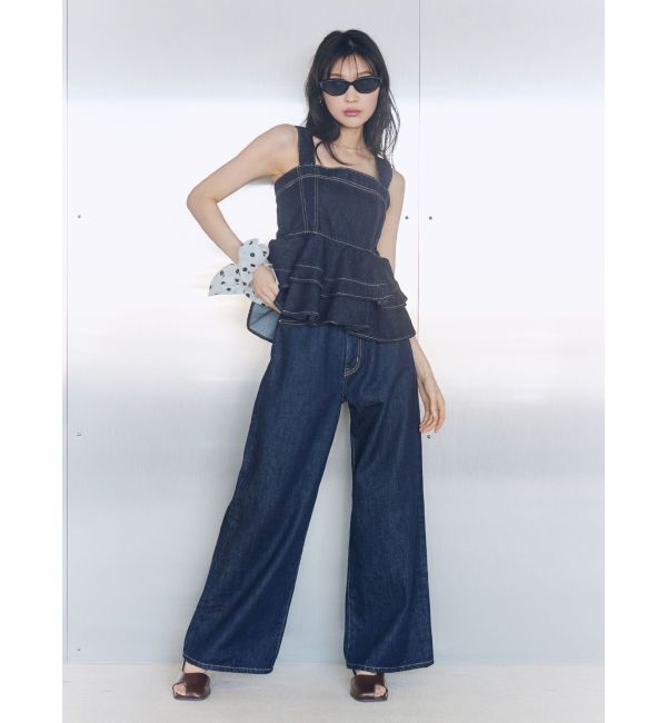 LAGUNAMOON「デニムペプラムキャミソール」|キャミソール|