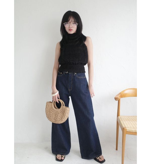 LAGUNAMOON「LMロゴセミワイドデニムパンツ」|デニム|