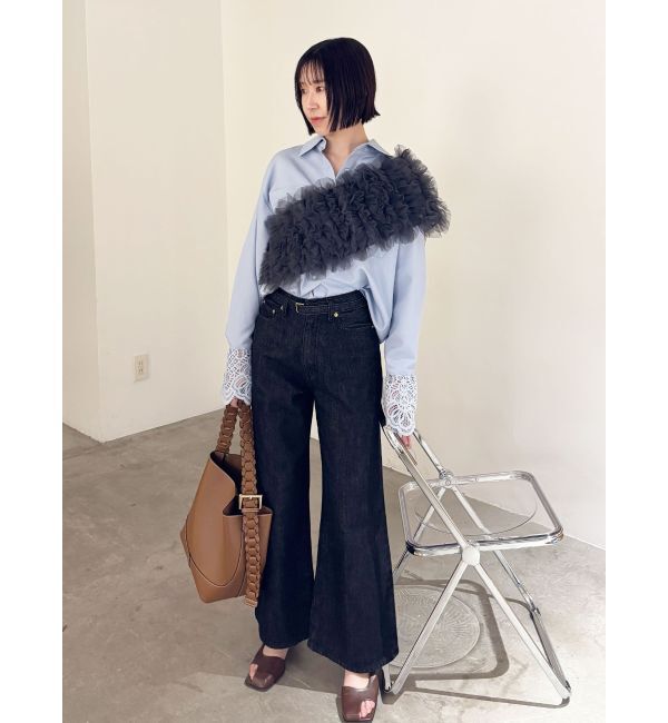 LAGUNAMOON「LMロゴセミワイドデニムパンツ」|デニム|