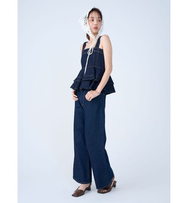 LAGUNAMOON「LMロゴセミワイドデニムパンツ」|デニム|