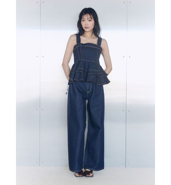 LAGUNAMOON「LMロゴセミワイドデニムパンツ」|デニム|