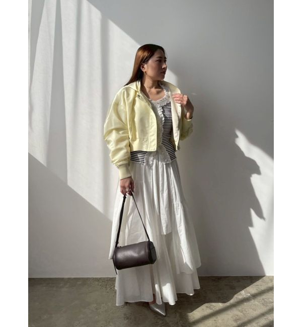 LAGUNAMOON「リブフリルハーフスリーブカーデニットプルオーバー」|カーディガン|