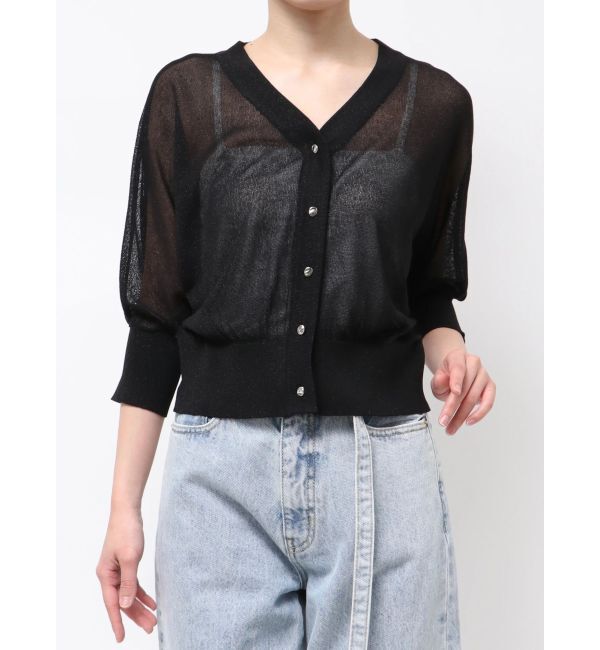 LAGUNAMOON「2WAYラメシアーニットカーディガン」|カーディガン|ブラック