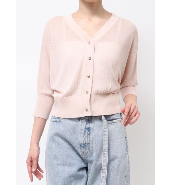 LAGUNAMOON「2WAYラメシアーニットカーディガン」|カーディガン|ピンク