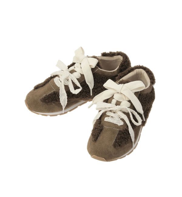 merry jenny「Wリボンフェイクファースニーカー」|スニーカー|