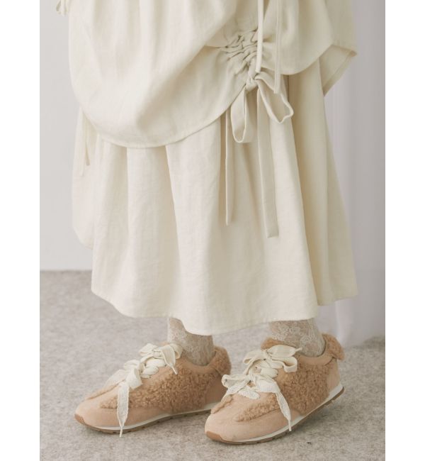 merry jenny「Wリボンフェイクファースニーカー」|スニーカー|ピンク