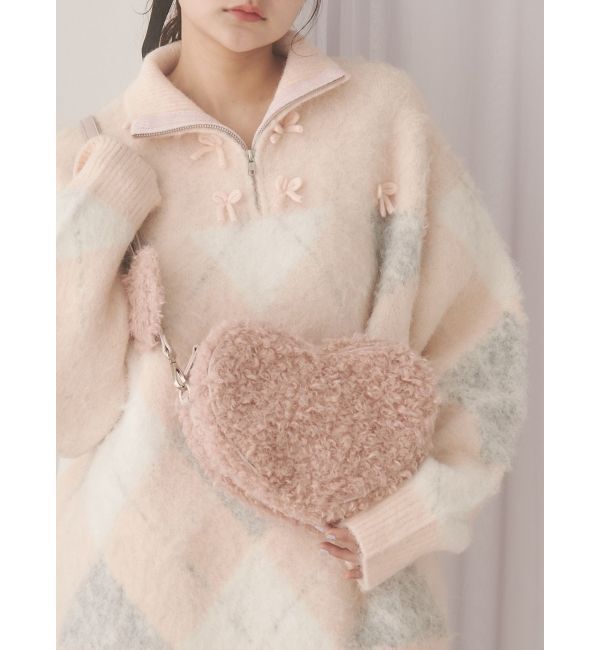 merry jenny「fluffy heart bag」|ショルダー・メッセンジャー|ピンク