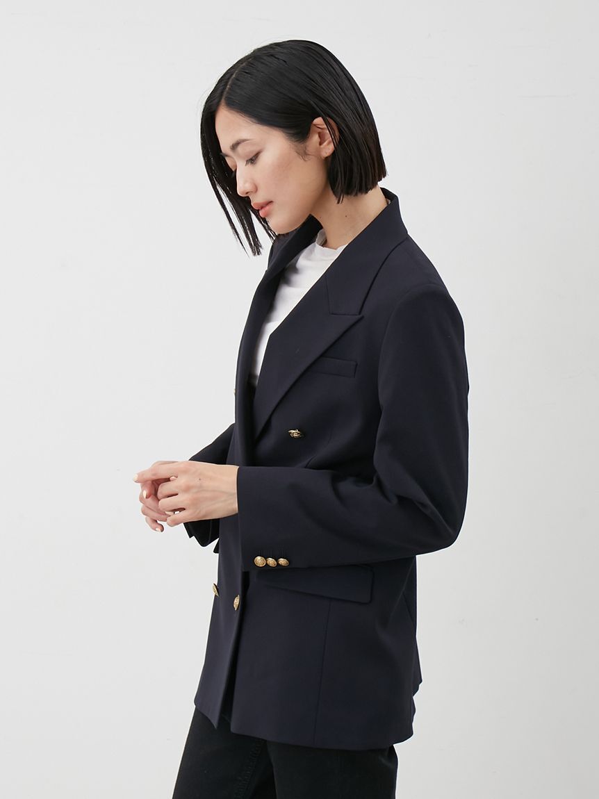 Mila Owen「金釦ダブルブレストロングブレザー」|テーラードジャケット|