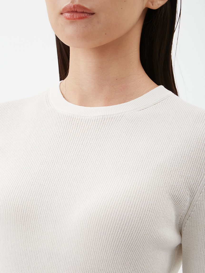 Mila Owen「シアーラメクルーネックリブニット」|ニット・セーター|