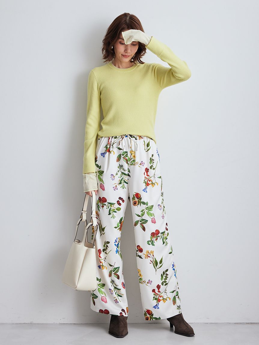 Mila Owen「【00サイズあり】ボタニカルウエストゴムイージーパンツ」|チノ|