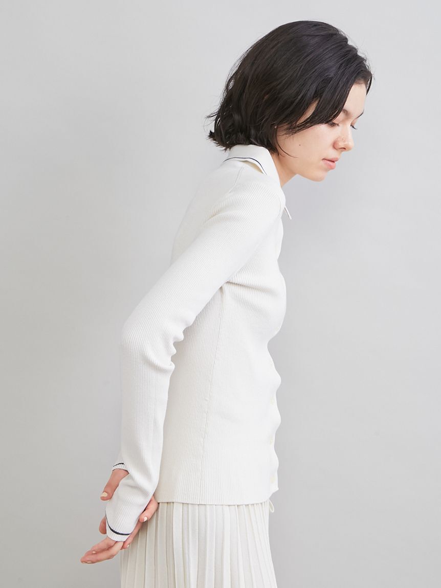 Mila Owen「ポロ衿リブニットカーディガン」|カーディガン|
