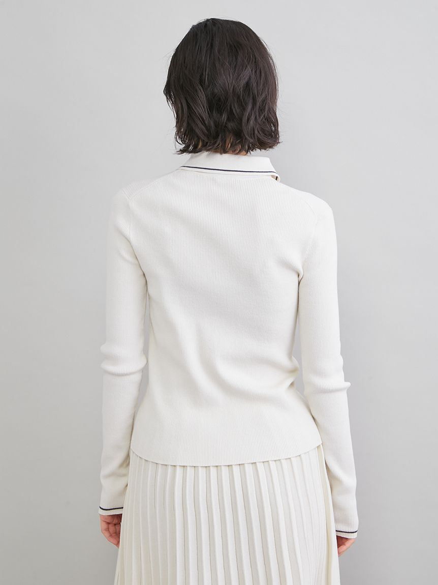 Mila Owen「ポロ衿リブニットカーディガン」|カーディガン|