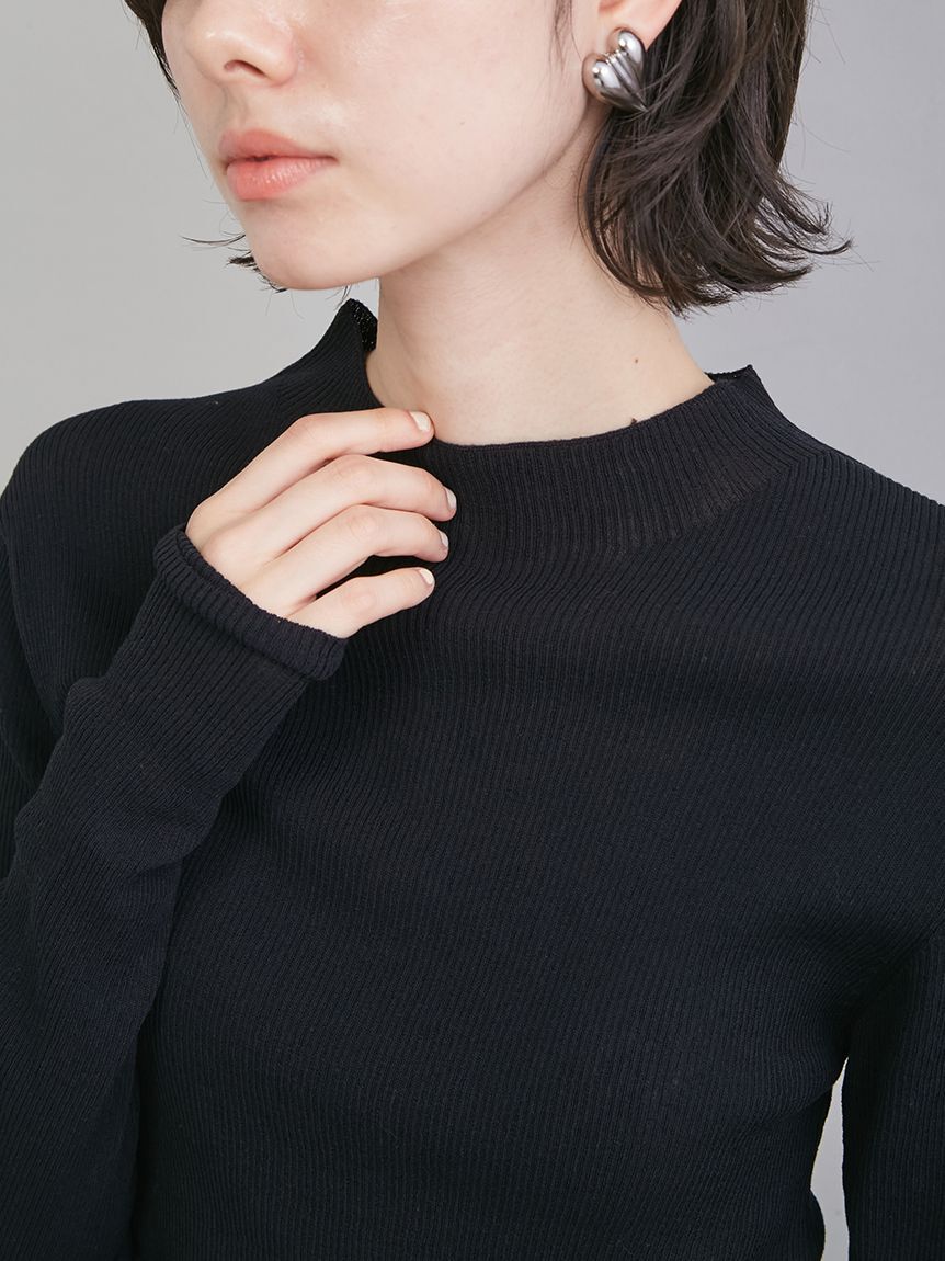 Mila Owen「ハイネックハイゲージシアーリブニット」|ニット・セーター|