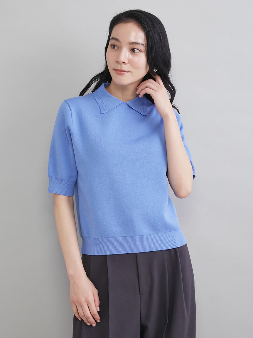 Mila Owen「【ウォッシャブル】【UVカット】スカラップレース衿ニットプルオーバー」|ニット・セーター|