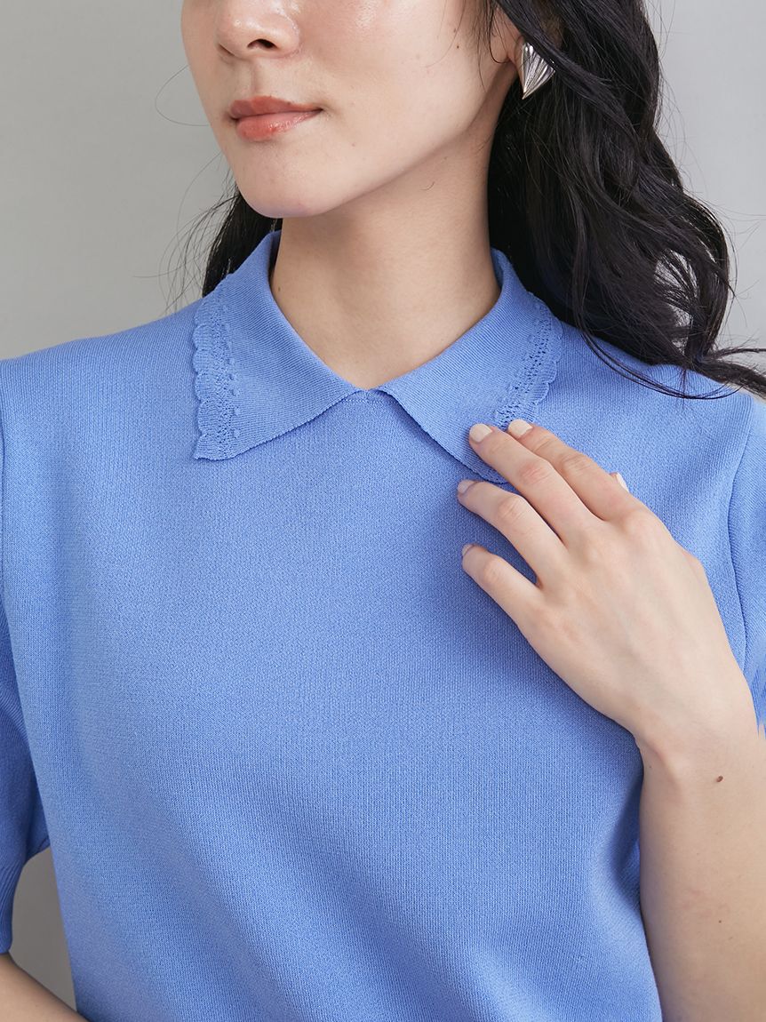 Mila Owen「【ウォッシャブル】【UVカット】スカラップレース衿ニットプルオーバー」|ニット・セーター|