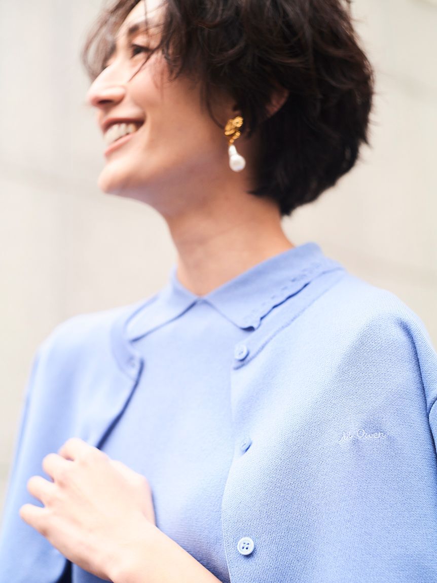 Mila Owen「【ウォッシャブル】【UVカット】スカラップレース衿ニットプルオーバー」|ニット・セーター|