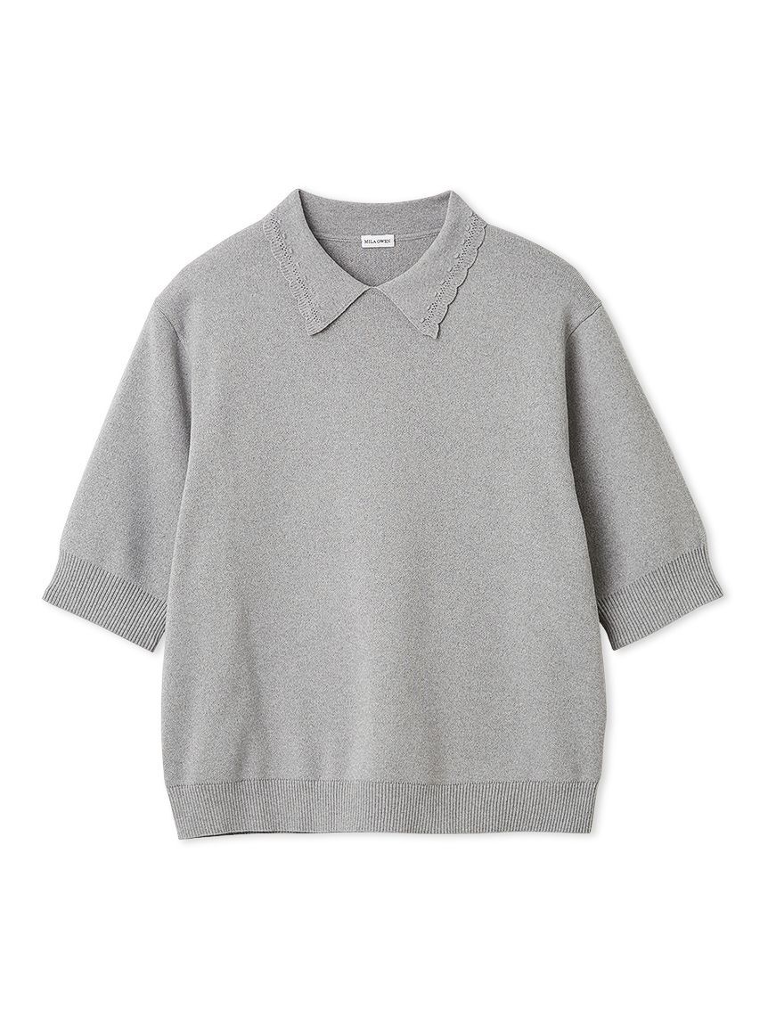 Mila Owen「【ウォッシャブル】【UVカット】スカラップレース衿ニットプルオーバー」|ニット・セーター|GRY
