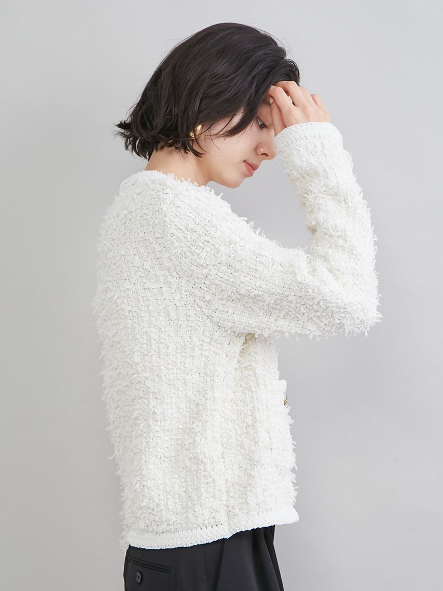 Mila Owen「ニットツイードジャケット」|ノーカラージャケット|