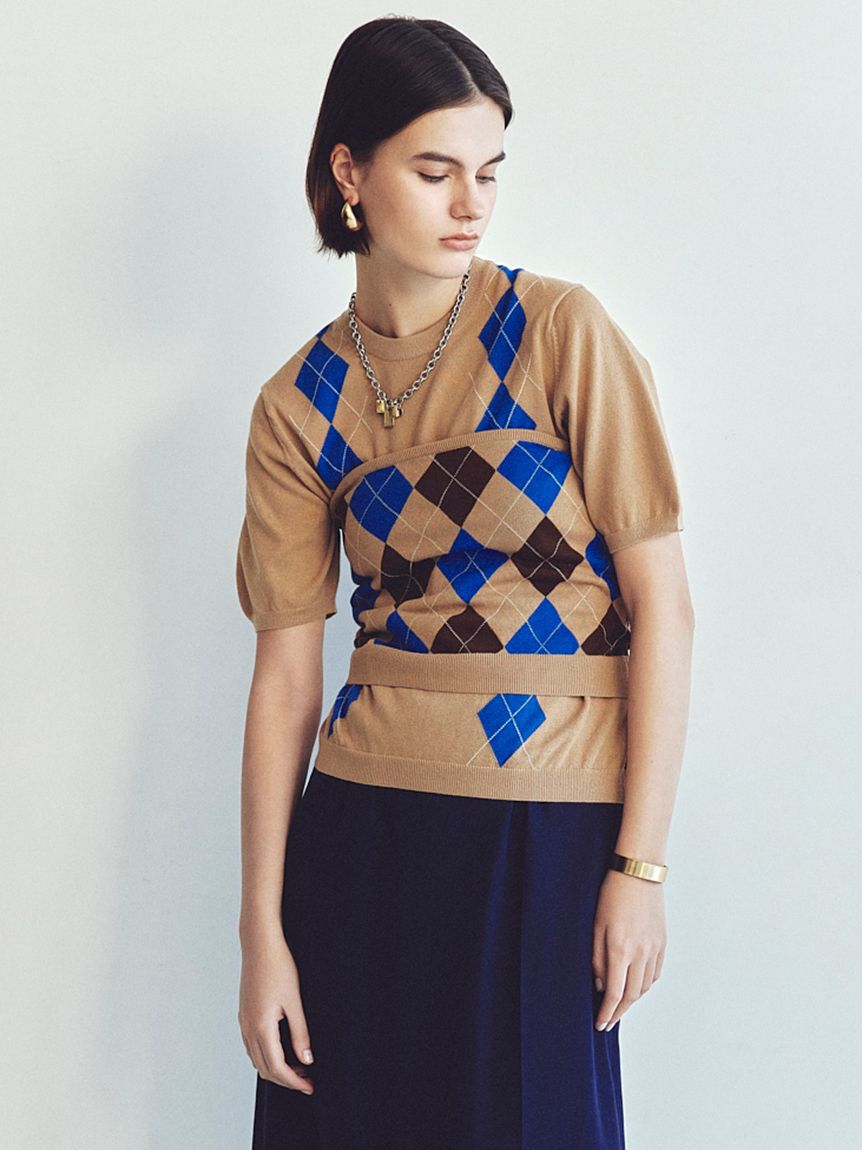 Mila Owen「アーガイルニットチューブトップ」|チューブトップ|BEG