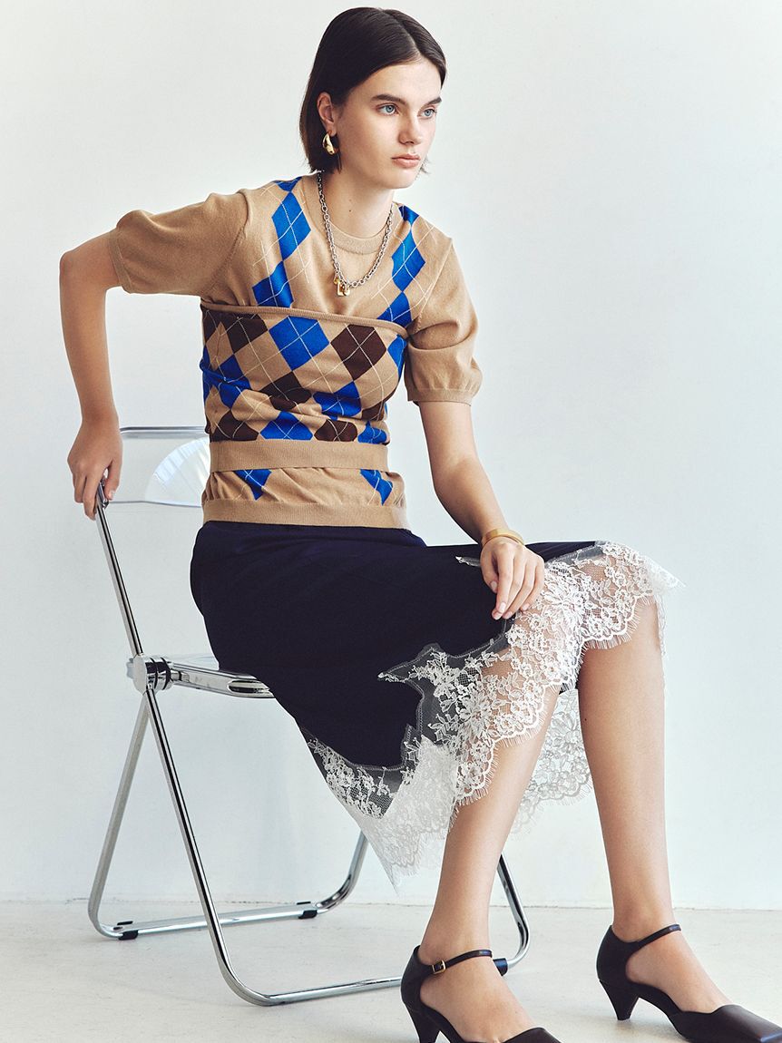 Mila Owen「アーガイルニットチューブトップ」|チューブトップ|