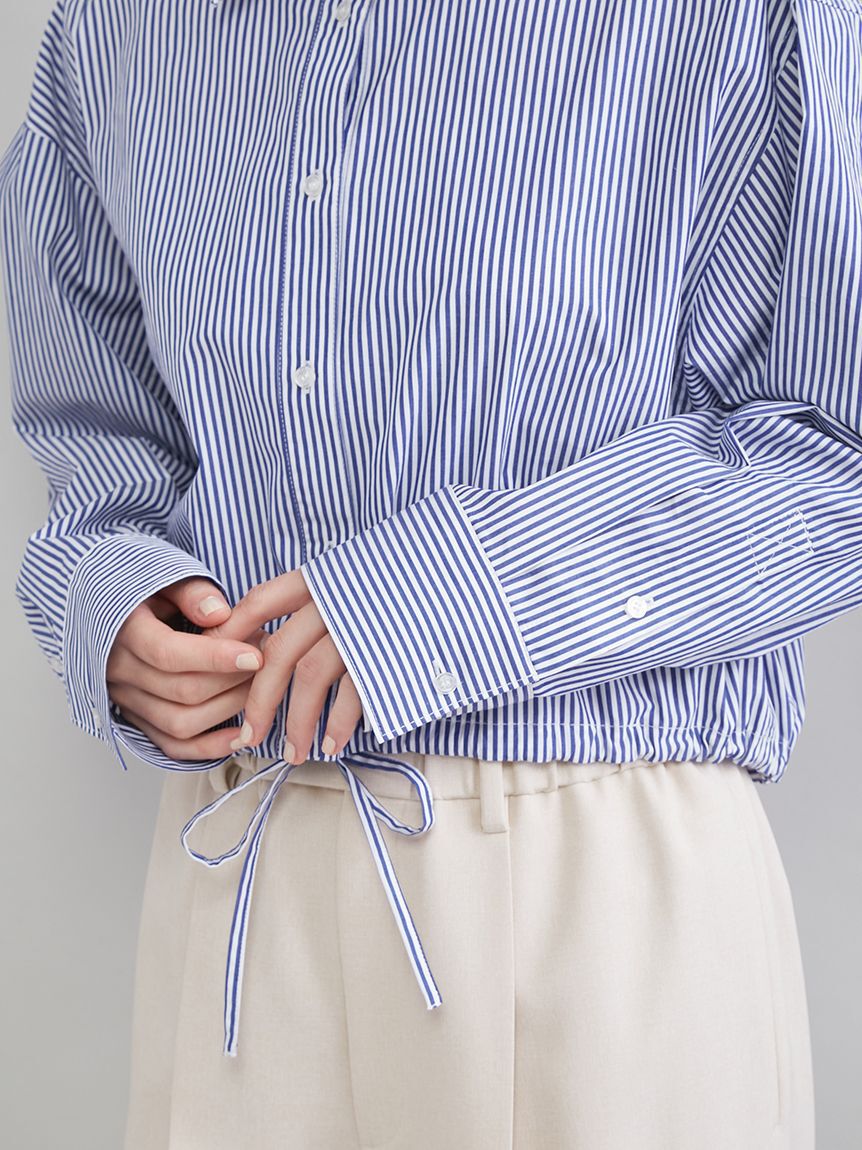 Mila Owen「ストライプドロストショートシャツ」|シャツ・ブラウス|
