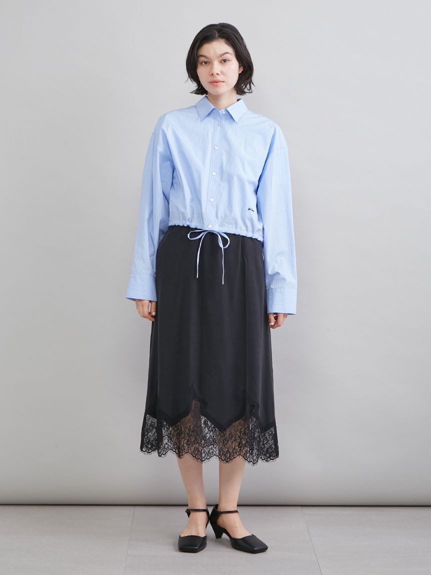 Mila Owen「ストライプドロストショートシャツ」|シャツ・ブラウス|