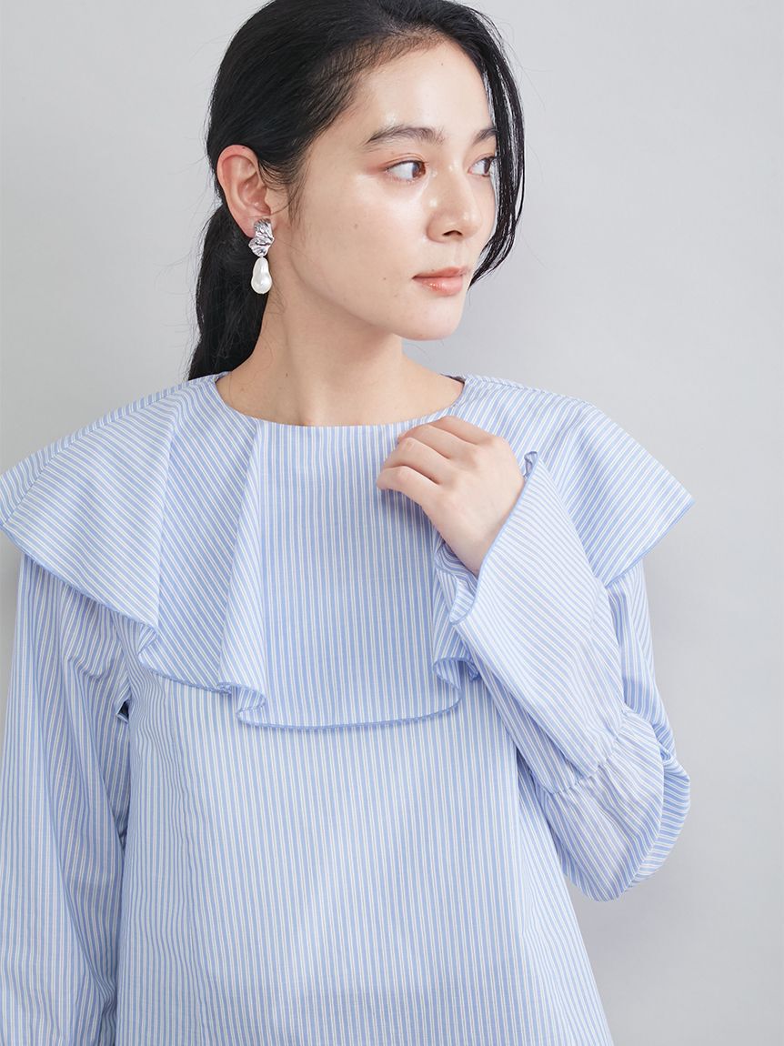 Mila Owen「ラッフルカラーシアーブラウス」|シャツ・ブラウス|