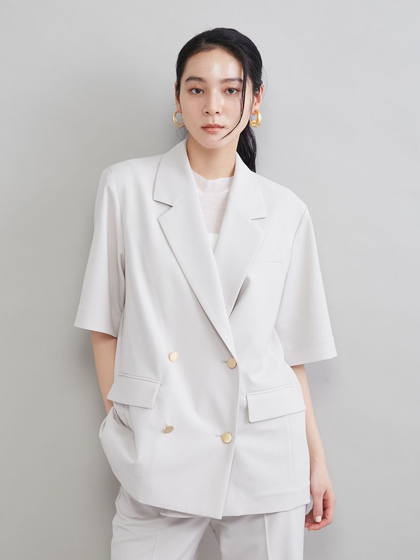 Mila Owen「【ＵＶカット】金釦ハーフスリーブジャケット」|テーラードジャケット|IVR