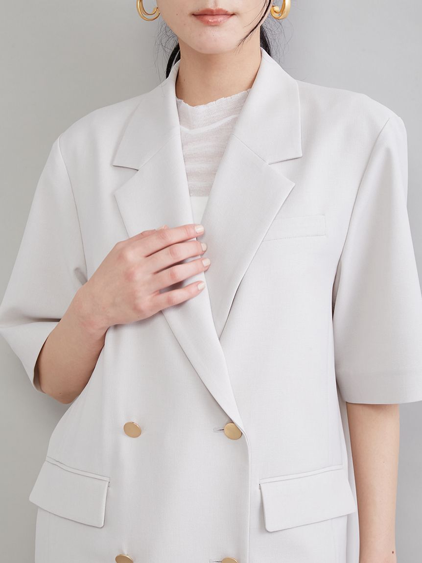 Mila Owen「【ＵＶカット】金釦ハーフスリーブジャケット」|テーラードジャケット|