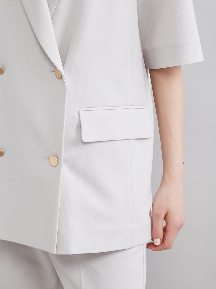 Mila Owen「【ＵＶカット】金釦ハーフスリーブジャケット」|テーラードジャケット|