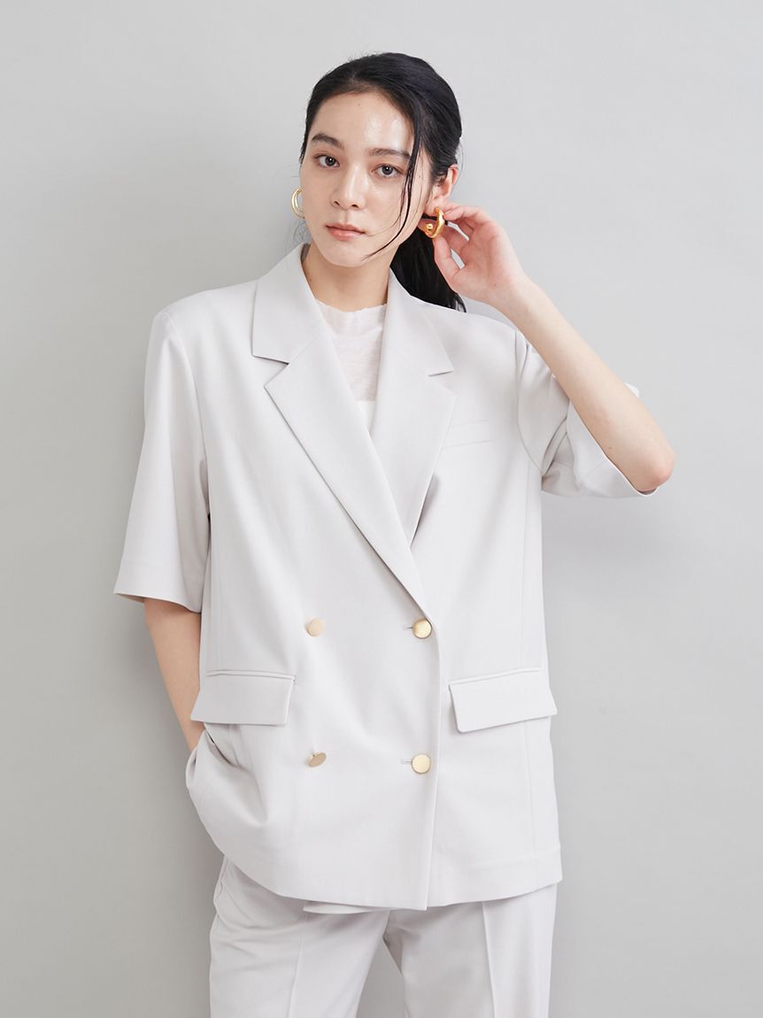 Mila Owen「【ＵＶカット】金釦ハーフスリーブジャケット」|テーラードジャケット|