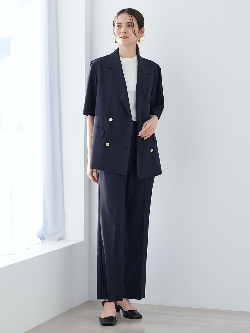 Mila Owen「【ＵＶカット】金釦ハーフスリーブジャケット」|テーラードジャケット|