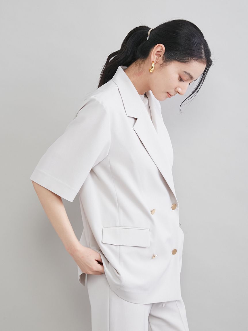 Mila Owen「【ＵＶカット】金釦ハーフスリーブジャケット」|テーラードジャケット|